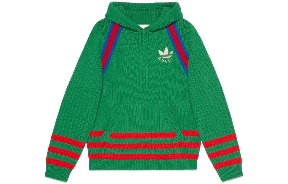 Gucci x adidas Neo Green Striped Print Hoodie Sweater 723079-XKCUT-3229