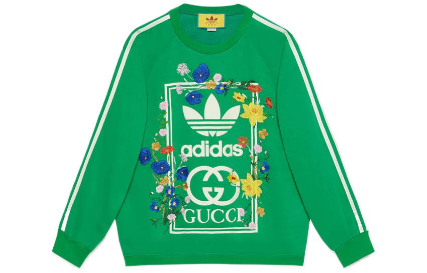 Gucci Adidas Originals FW22 Floral Logo Embroidered Crewneck Sweatshirt Men 722949-XJE1J-3129