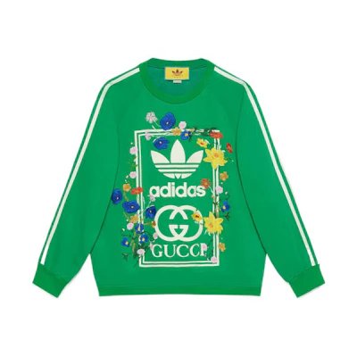 Gucci Adidas Originals FW22 Floral Logo Embroidered Crewneck Sweatshirt Men 722949-XJE1J-3129