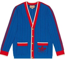 GUCCI x adidas Originals FW22 Logo V-Neck Cardigan Sweater Blue 701468-XKCDW-4153 GUCCI x adidas Originals FW22 Logo V-Neck Cardigan Sweater Blue 701468-XKCDW-4153