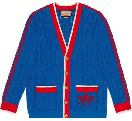 GUCCI x adidas Originals FW22 Logo V-Neck Cardigan Sweater Blue 701468-XKCDW-4153 Buy GUCCI x adidas Originals FW22 Logo V-Neck Cardigan Sweater Blue 701468-XKCDW-4153