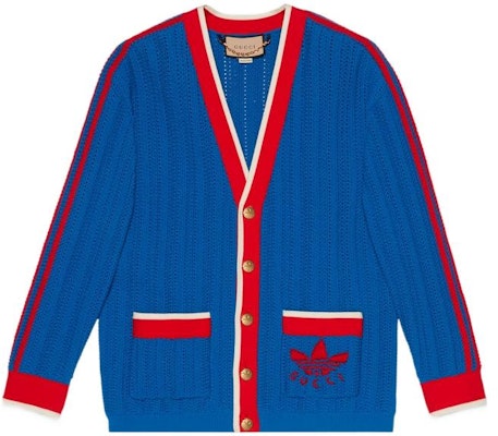 GUCCI x adidas Originals FW22 Logo V-Neck Cardigan Sweater Blue 701468-XKCDW-4153 Order GUCCI x adidas Originals FW22 Logo V-Neck Cardigan Sweater Blue 701468-XKCDW-4153