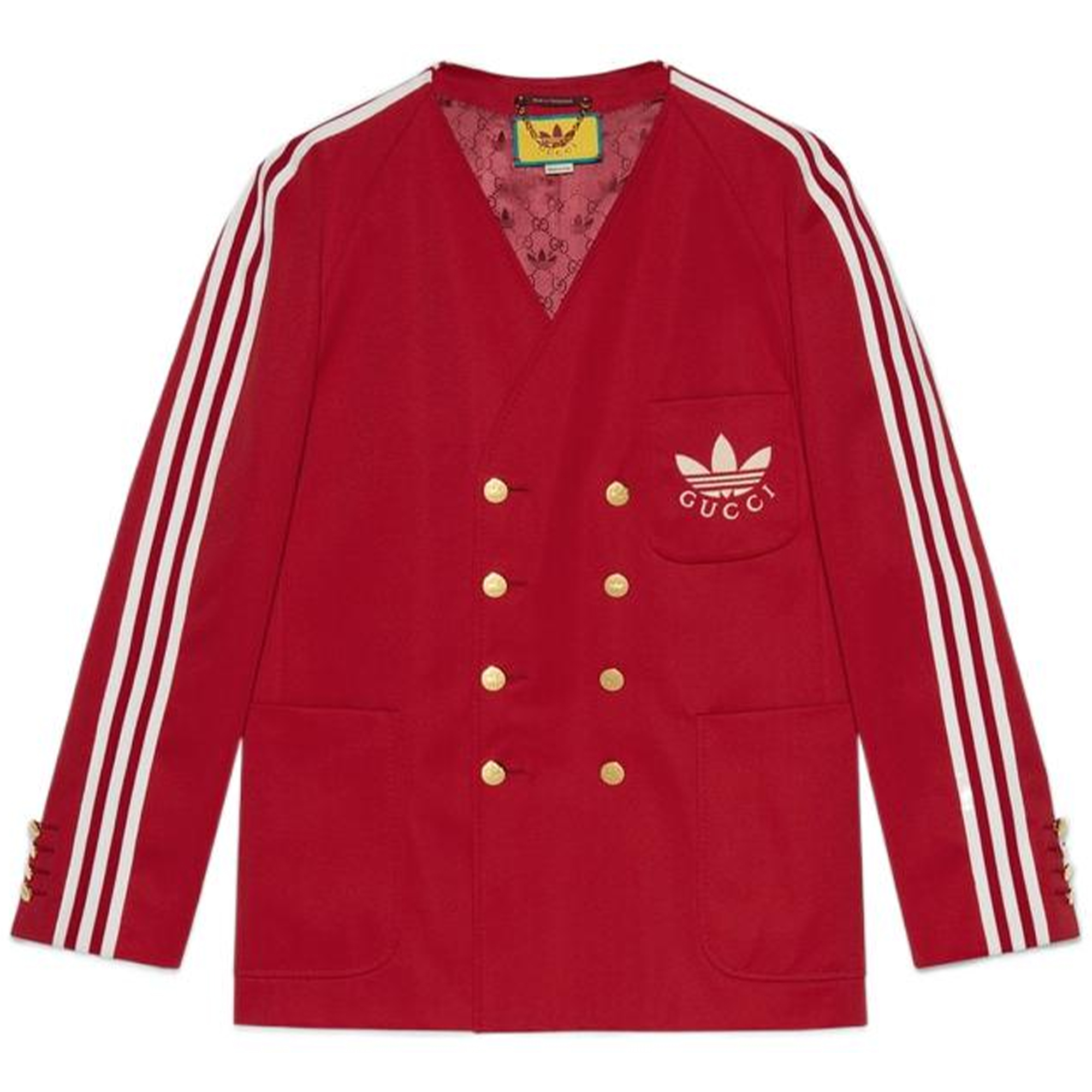 Gucci x Adidas Originals FW22 Striped Logo Print Blazer Red () 707683-ZAKQN-6429