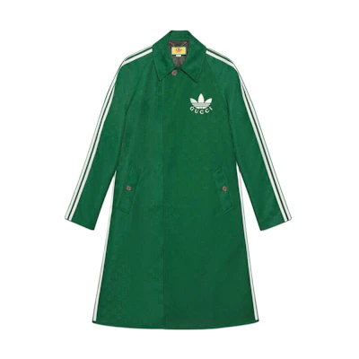 Gucci adidas Originals Green Striped Long Sleeve Trench Coat 721112-ZAKUN-3229