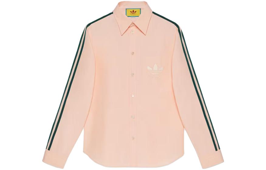 Gucci x adidas Originals Pink Striped Long Sleeve Polo Shirt for Men 726087-ZAJPM-5307
