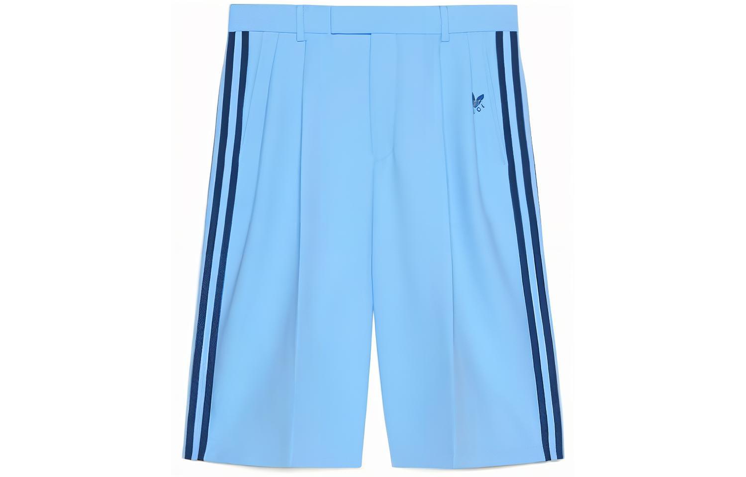 GUCCI x adidas Originals SS23 Blue Pinstripe Relaxed Shorts Mens Casual Wear 722512-ZALDA-4670