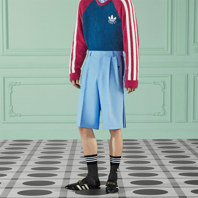 Purchase GUCCI x adidas Originals SS23 蓝色条纹宽松短裤 男士休闲穿搭 722512-ZALDA-4670