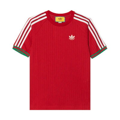 Gucci adidas Red Striped Knit Crewneck T-Shirt Collaborative Edition 700486-XJEJT-6429