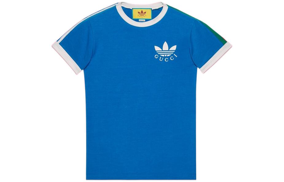 Gucci x Adidas SS22 Blue Logo Print Unisex T-Shirt 691637-XJEKL-4744