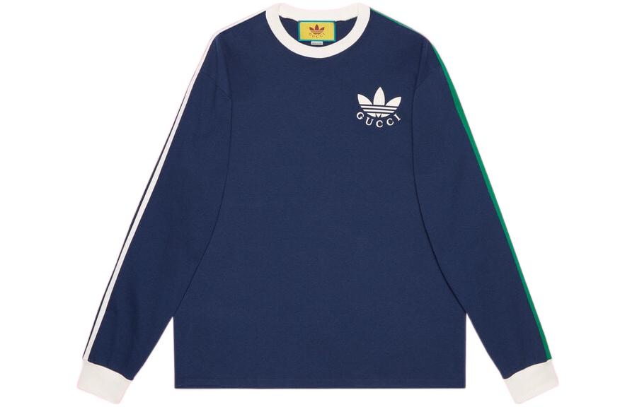 Gucci x adidas SS22 Logo Crewneck Striped Long Sleeve Tee Navy Unisex 700506-XJEKO-4622