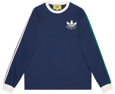 古驰x阿迪达斯 SS22 条纹logo长袖圆领T恤 海军蓝 男女款 700506-XJEKO-4622 Buy 古驰x阿迪达斯 SS22 条纹logo长袖圆领T恤 海军蓝 男女款 700506-XJEKO-4622