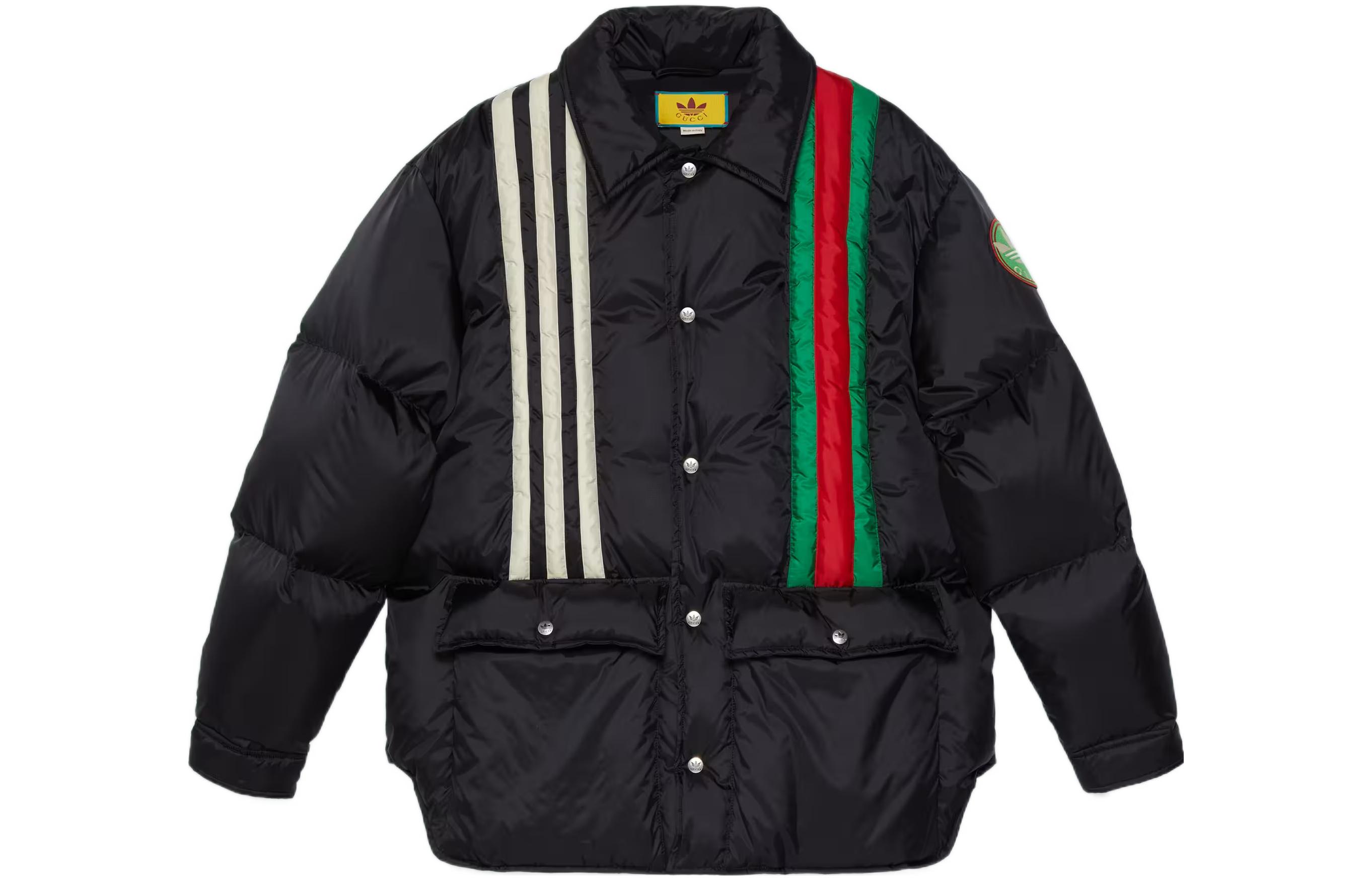 Gucci adidas SS22 Quilted Down Jacket Black Men’s Striped Logo Collab 713714-ZALU9-1043