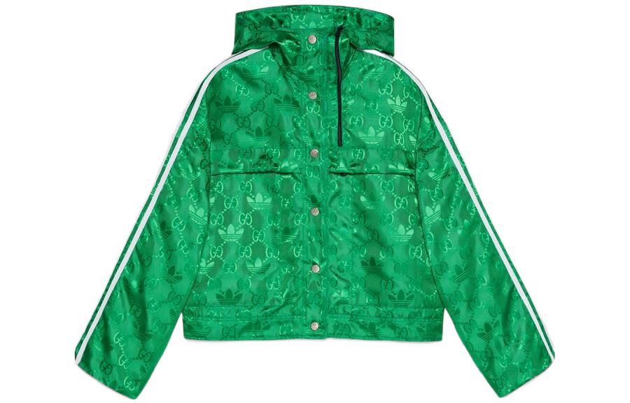 Gucci x adidas SS22 Striped Pilot Hoodie Jacket Unisex Green 697438-ZAJFW-3778