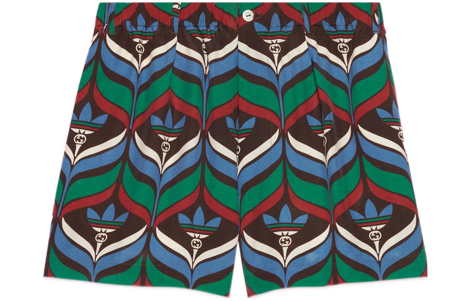 Gucci x adidas SS22 Unisex Green Elastic Waist Print Shorts 702439-ZAJOV-2054