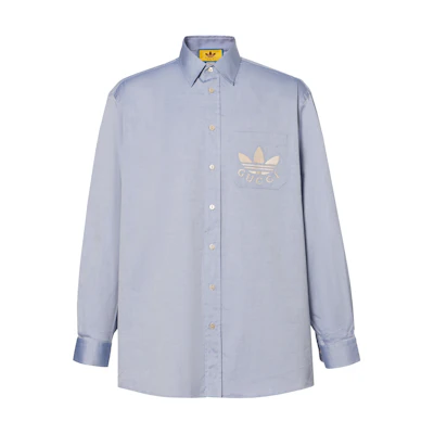Gucci adidas SS23 Embroidered Logo Button-Up Loose Long Sleeve Shirt Men 691521-ZAJPP-4689