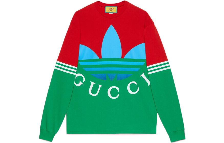 Gucci x adidas SS23 Green Long Sleeve Logo Print T-Shirt Mens 722947-XJE1I-6167