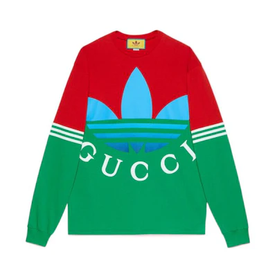 Gucci adidas SS23 Green Long Sleeve Logo Print T-Shirt Mens 722947-XJE1I-6167