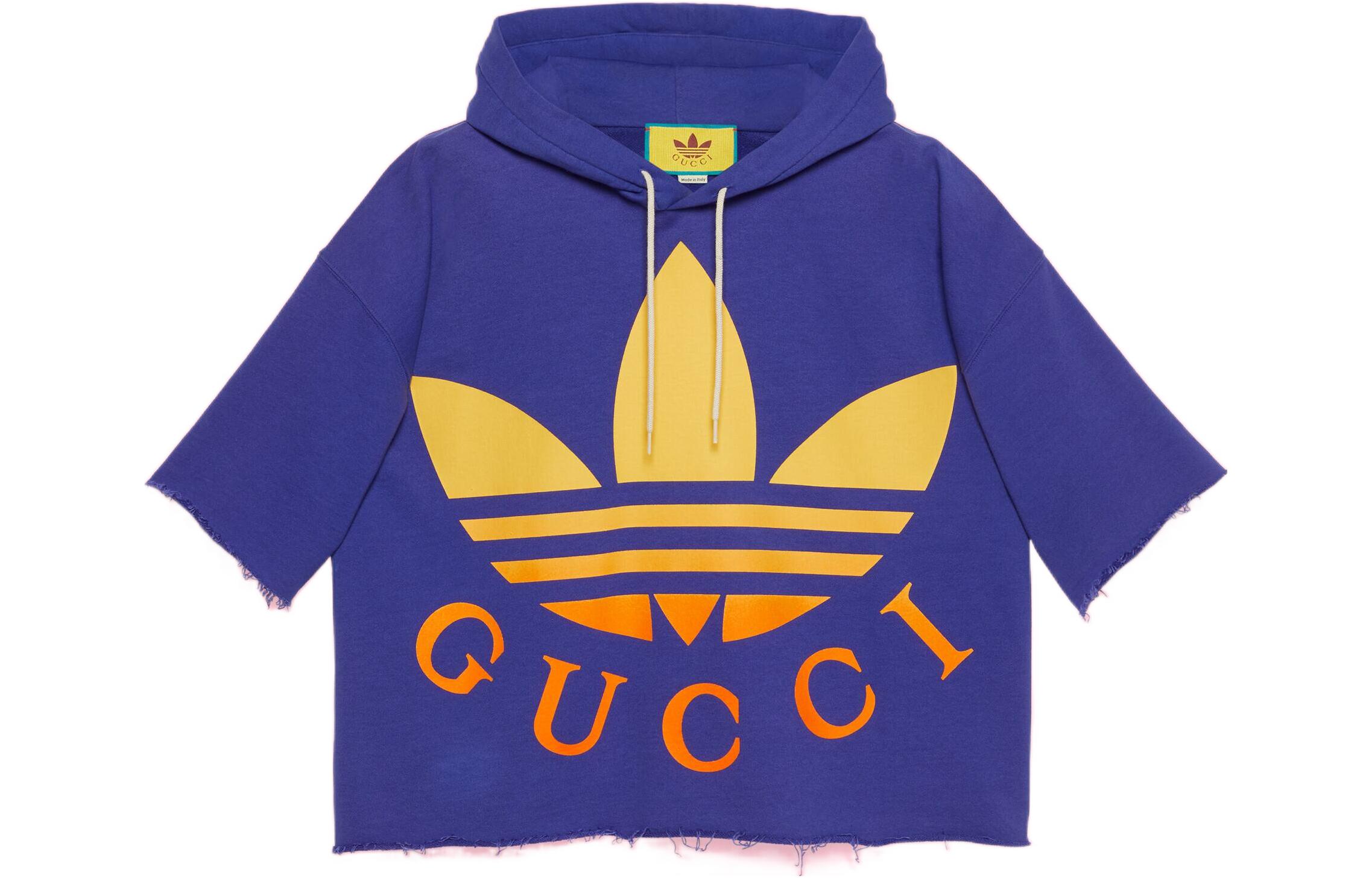 Gucci x adidas SS23 Logo Print Cotton Hoodie in Navy 722954-XJE1G-4622