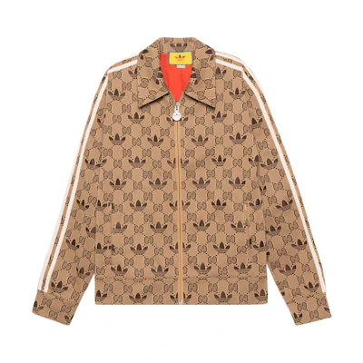 GUCCI adidas SS23 Logo Print Long Sleeve Polo Jacket Khaki Menswear. 722998-XJE1O-9742