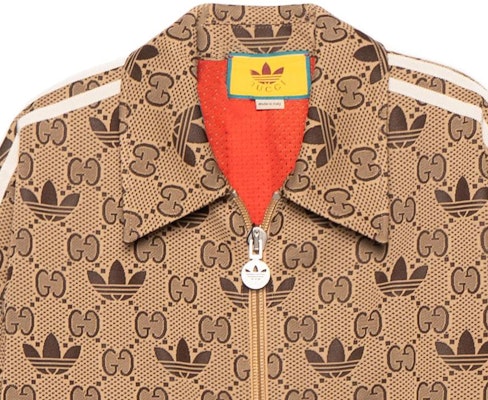 GUCCI x adidas SS23 Logo Print Long Sleeve Polo Jacket Khaki Menswear. 722998-XJE1O-9742 Details for GUCCI x adidas SS23 Logo Print Long Sleeve Polo Jacket Khaki Menswear. 722998-XJE1O-9742