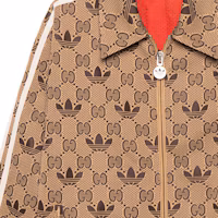 Sizing GUCCI x adidas SS23 徽標印花卡其色長袖Polo外套 男裝。 722998-XJE1O-9742