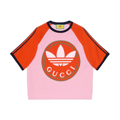 Gucci adidas SS23 Pink Logo Print Relaxed Fit Crewneck Tee for Men 722927-XJE1E-5454