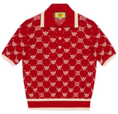 Gucci x Adidas SS23 Red Monogram Knit Polo Shirt 700473-XKCD0-6186 Buy Gucci x Adidas SS23 Red Monogram Knit Polo Shirt 700473-XKCD0-6186