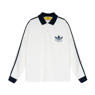 Gucci adidas SS23 White Cotton Polo with Embroidered Logo 722972-XJEVF-9791