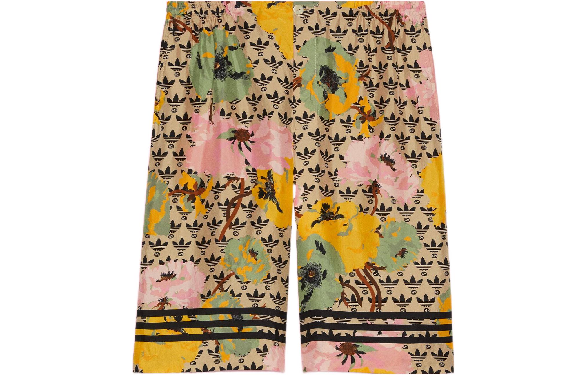 Gucci x adidas SS23 Yellow Floral Silk Shorts 691440-ZALA3-7149