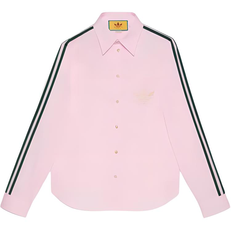 Gucci x adidas Stripe Logo Pink Long Sleeve Shirt for Men 726087-ZAJPT-5274