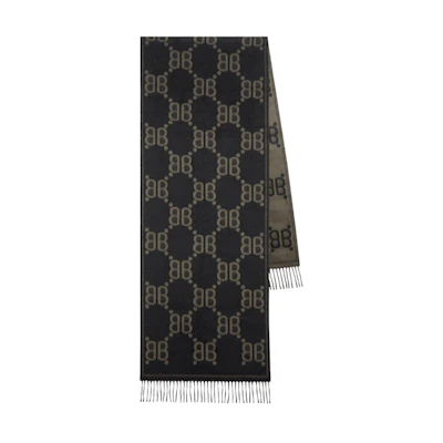 Gucci x Balenciaga The Hacker Project Allover Logo Macro Scarf Charcoal Grey