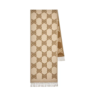 Gucci x Balenciaga The Hacker Project Allover Logo Macro Scarf Beige