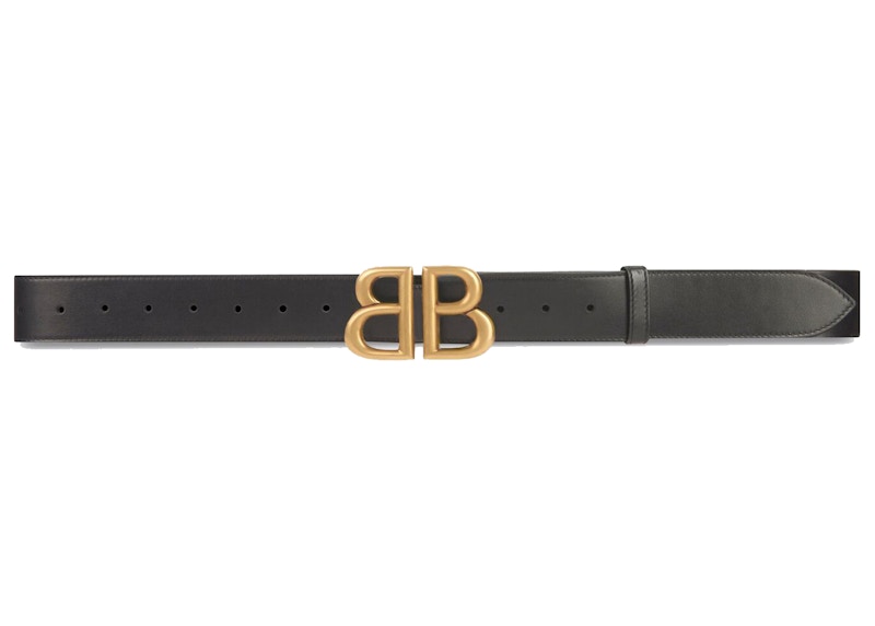 Gucci x Balenciaga The Hacker Project BB Calfskin Belt Black/Gold