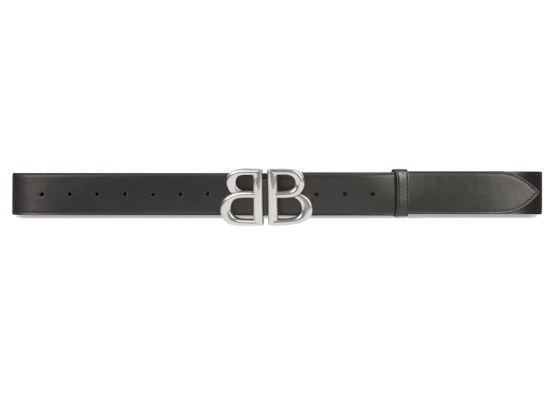 Gucci x Balenciaga The Hacker Project BB Calfskin Belt Black/Silver