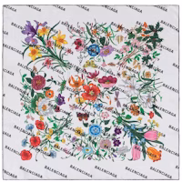 Gucci x Balenciaga The Hacker Project Flora Print Silk Scarf White Gucci x Balenciaga The Hacker Project Flora Print Silk Scarf White