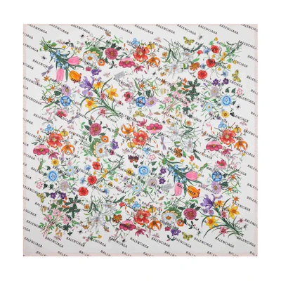 Gucci x Balenciaga The Hacker Project Flora Print Silk Shawl White