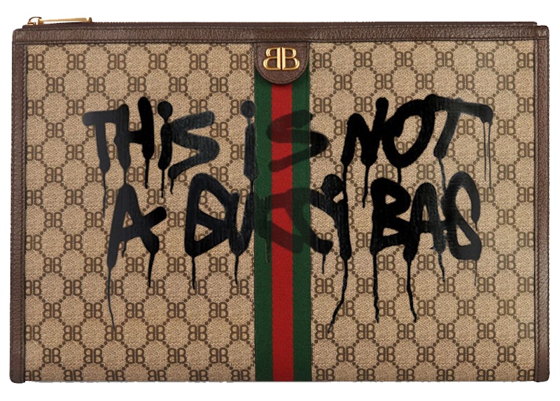 Gucci x Balenciaga The Hacker Project Graffiti Laptop Pouch Beige
