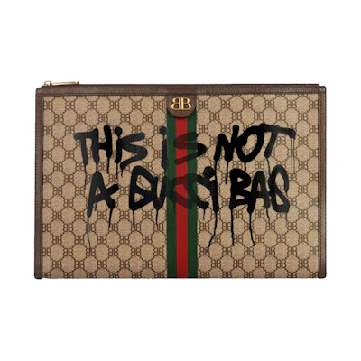 Gucci x Balenciaga The Hacker Project Graffiti Laptop Pouch Beige