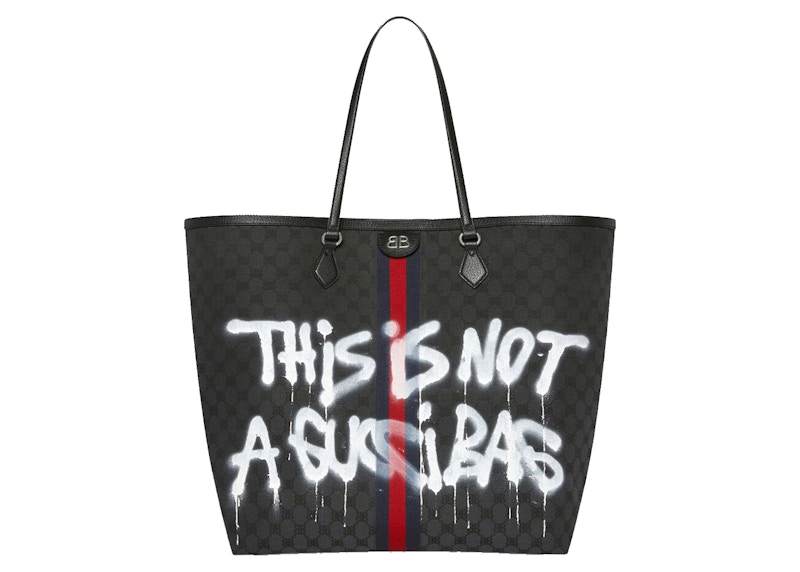Gucci x Balenciaga The Hacker Project Graffiti Large Tote Bag Black