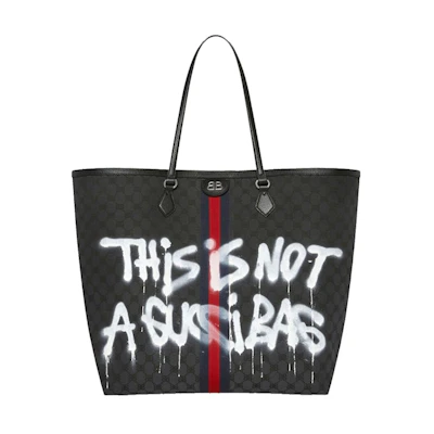 Gucci x Balenciaga The Hacker Project Graffiti Large Tote Bag Black