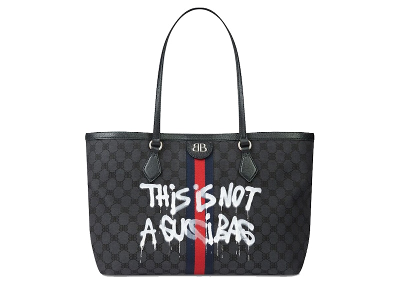 Gucci x Balenciaga The Hacker Project Graffiti Medium Tote Bag Black