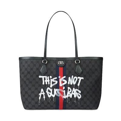 Gucci x Balenciaga The Hacker Project Graffiti Medium Tote Bag Black
