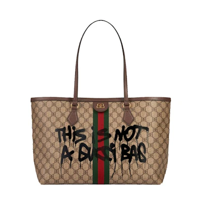 Gucci x Balenciaga The Hacker Project Graffiti Medium Tote Bag Beige