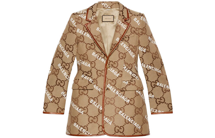 Gucci Balenciaga The Hacker Project Logo Print Blazer Jacket Khaki () 676013-Z8AS6-2190