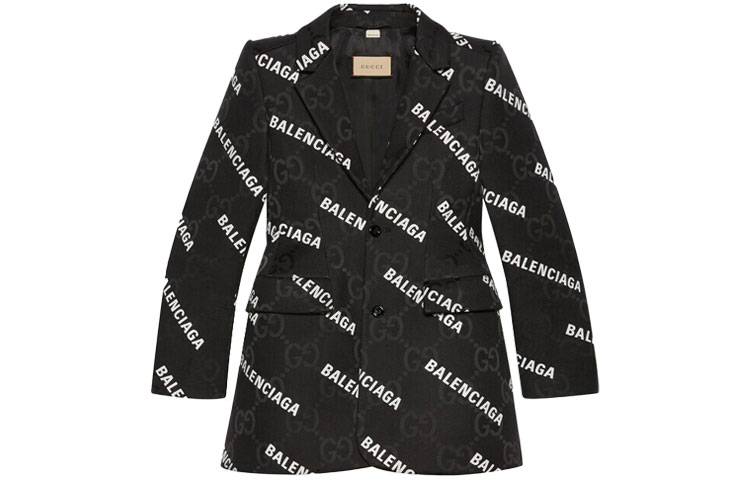 Gucci Balenciaga The Hacker Project Logo Print Blazer Jacket Black 676014-ZAIBD-1000