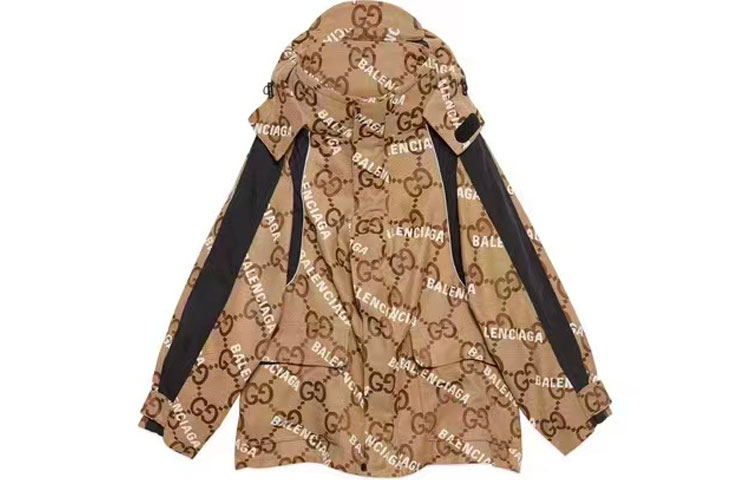 Gucci Balenciaga The Hacker Project Monogram Hoodie Jacket Khaki Unisex 676426-ZAH7K-9692