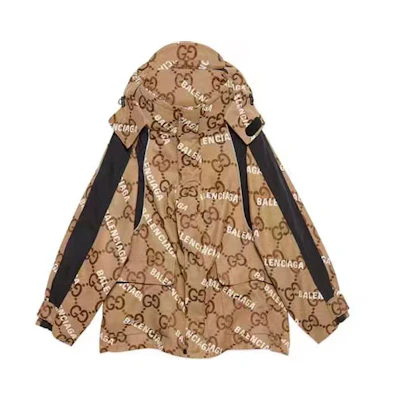 Gucci Balenciaga The Hacker Project Monogram Hoodie Jacket Khaki Unisex 676426-ZAH7K-9692