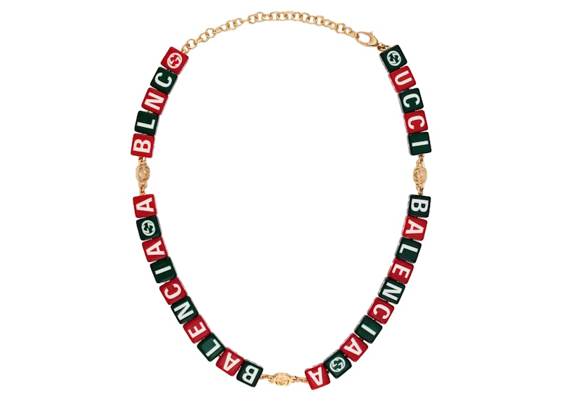 Order 구찌 x 발렌시아가 해커 프로젝트 심볼 목걸이 (녹색/빨간색) 
