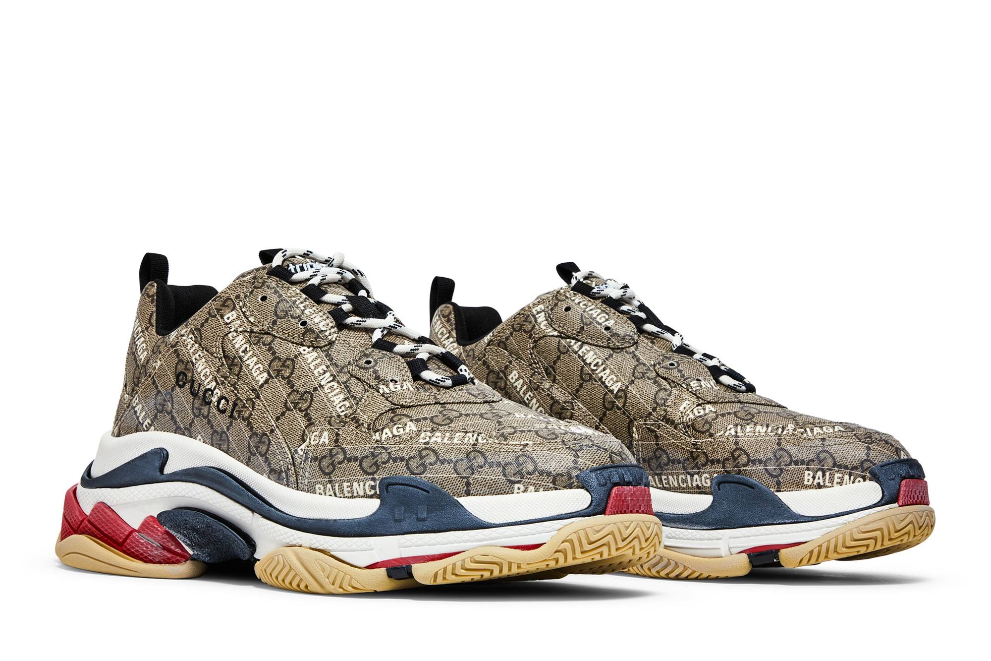 Cheap Gucci x Balenciaga Triple S 'The Hacker Project' Kasut Sneakers Lelaki. 681066ULZ10-9795