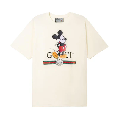 Gucci Disney 2020 F/W Mickey Print Loose Tee Unisex Off-White T-Shirt 565806-XJB66-9756